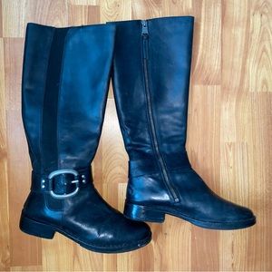 genuine black leather riding boots from Fossil